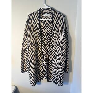 Jones Studio Long Sleeve Open Black Zebra Stripe Sweater Plus Size 2X